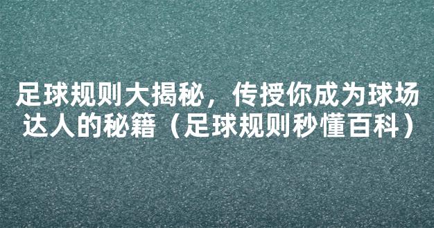 足球规则大揭秘，传授你成为球场达人的秘籍（足球规则秒懂百科）