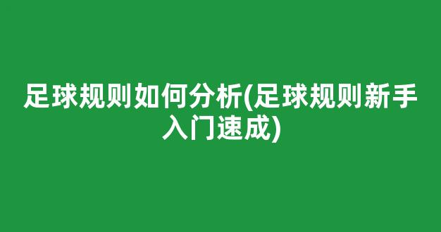 足球规则如何分析(足球规则新手入门速成)