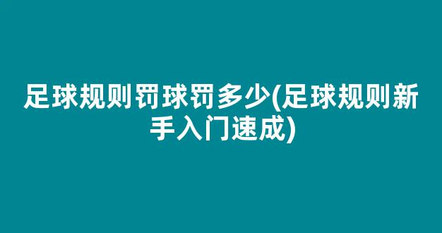 足球规则罚球罚多少(足球规则新手入门速成)