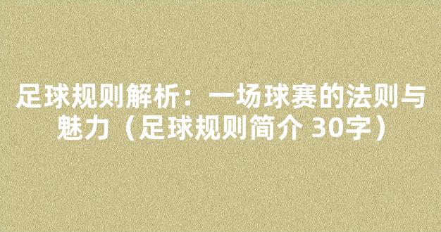 足球规则解析：一场球赛的法则与魅力（足球规则简介 30字）