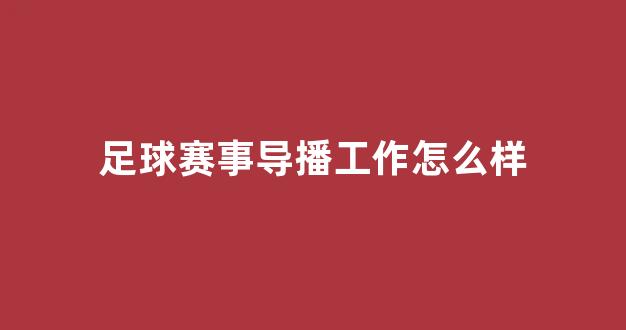 足球赛事导播工作怎么样