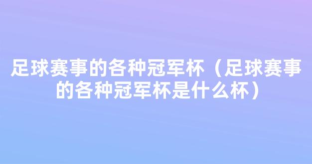 足球赛事的各种冠军杯（足球赛事的各种冠军杯是什么杯）