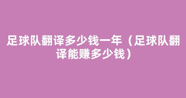 足球队翻译多少钱一年（足球队翻译能赚多少钱）