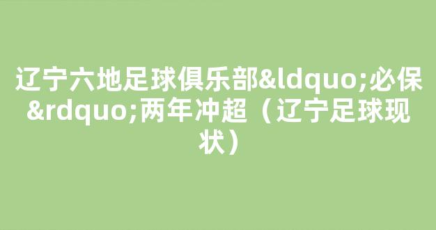 辽宁六地足球俱乐部“必保”两年冲超（辽宁足球现状）