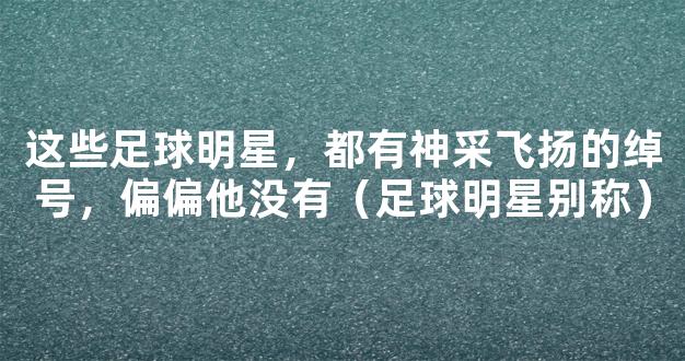 这些足球明星，都有神采飞扬的绰号，偏偏他没有（足球明星别称）