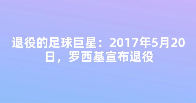 退役的足球巨星：2017年5月20日，罗西基宣布退役