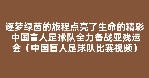 逐梦绿茵的旅程点亮了生命的精彩 中国盲人足球队全力备战亚残运会（中国盲人足球队比赛视频）