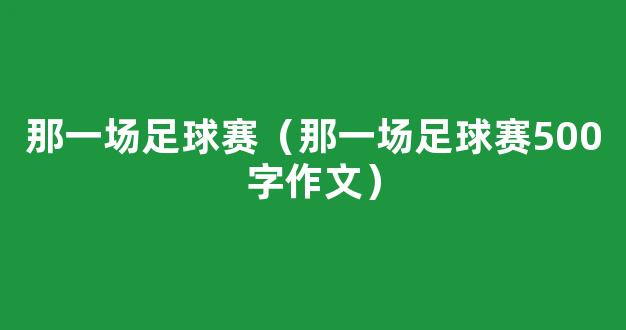 那一场足球赛（那一场足球赛500字作文）