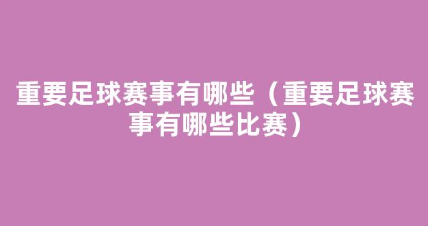 重要足球赛事有哪些（重要足球赛事有哪些比赛）