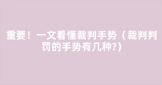 重要！一文看懂裁判手势（裁判判罚的手势有几种?）