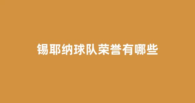 锡耶纳球队荣誉有哪些