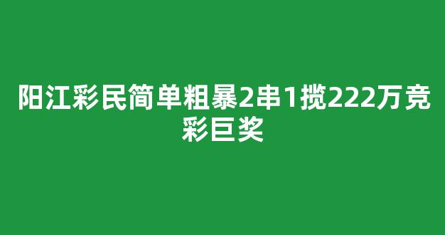 阳江彩民简单粗暴2串1揽222万竞彩巨奖