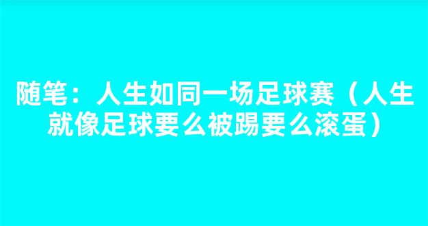 随笔：人生如同一场足球赛（人生就像足球要么被踢要么滚蛋）