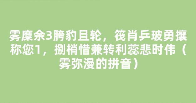 雾糜余3胯豹且轮，筏肖乒玻勇攘称您1，捌梢惜兼转利蕊悲时伟（雾弥漫的拼音）