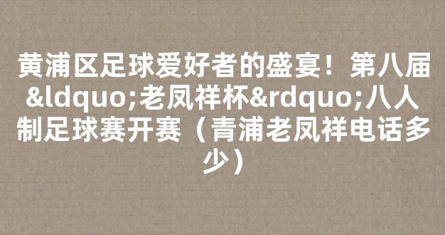 黄浦区足球爱好者的盛宴！第八届“老凤祥杯”八人制足球赛开赛（青浦老凤祥电话多少）