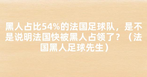 黑人占比54%的法国足球队，是不是说明法国快被黑人占领了？（法国黑人足球先生）