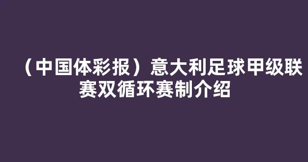 （中国体彩报）意大利足球甲级联赛双循环赛制介绍