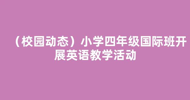 （校园动态）小学四年级国际班开展英语教学活动