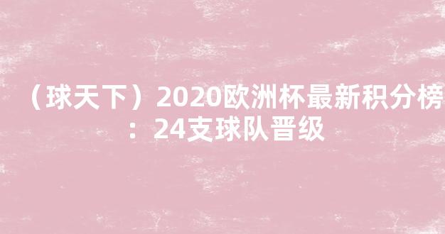 （球天下）2020欧洲杯最新积分榜：24支球队晋级