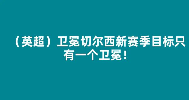 （英超）卫冕切尔西新赛季目标只有一个卫冕！