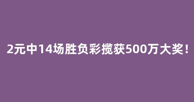 2元中14场胜负彩揽获500万大奖！