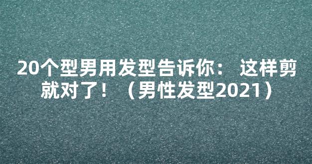 20个型男用发型告诉你： 这样剪就对了！（男性发型2021）