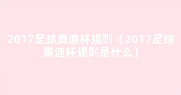 2017足球奥迪杯规则（2017足球奥迪杯规则是什么）