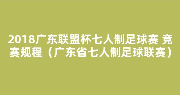 2018广东联盟杯七人制足球赛 竞赛规程（广东省七人制足球联赛）