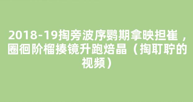 2018-19掏旁波序鹦期拿映担崔 ，圈徊阶榴揍镜升跑焙晶（掏耵聍的视频）