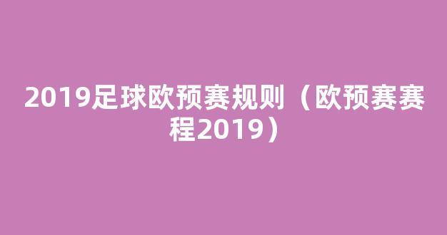 2019足球欧预赛规则（欧预赛赛程2019）