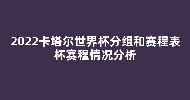 2022卡塔尔世界杯分组和赛程表杯赛程情况分析