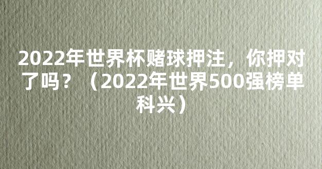 2022年世界杯赌球押注，你押对了吗？（2022年世界500强榜单科兴）