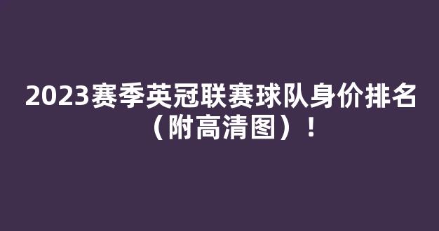 2023赛季英冠联赛球队身价排名（附高清图）！