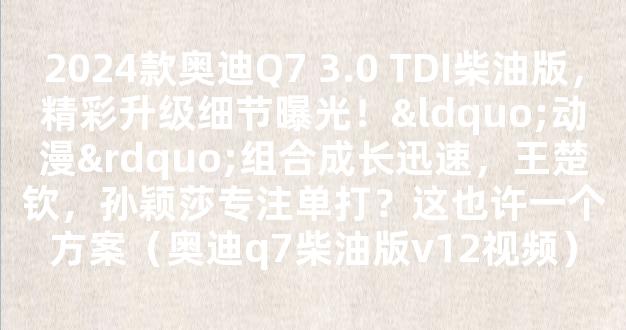 2024款奥迪Q7 3.0 TDI柴油版，精彩升级细节曝光！“动漫”组合成长迅速，王楚钦，孙颖莎专注单打？这也许一个方案（奥迪q7柴油版v12视频）