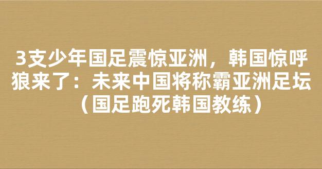 3支少年国足震惊亚洲，韩国惊呼狼来了：未来中国将称霸亚洲足坛（国足跑死韩国教练）