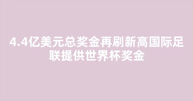 4.4亿美元总奖金再刷新高国际足联提供世界杯奖金