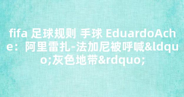 fifa 足球规则 手球 EduardoAche：阿里雷扎-法加尼被呼喊“灰色地带”